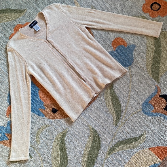 Sag Harbor I Ecru Silk Blend Pullover Two-Fer Sweater - Picture 12 of 16